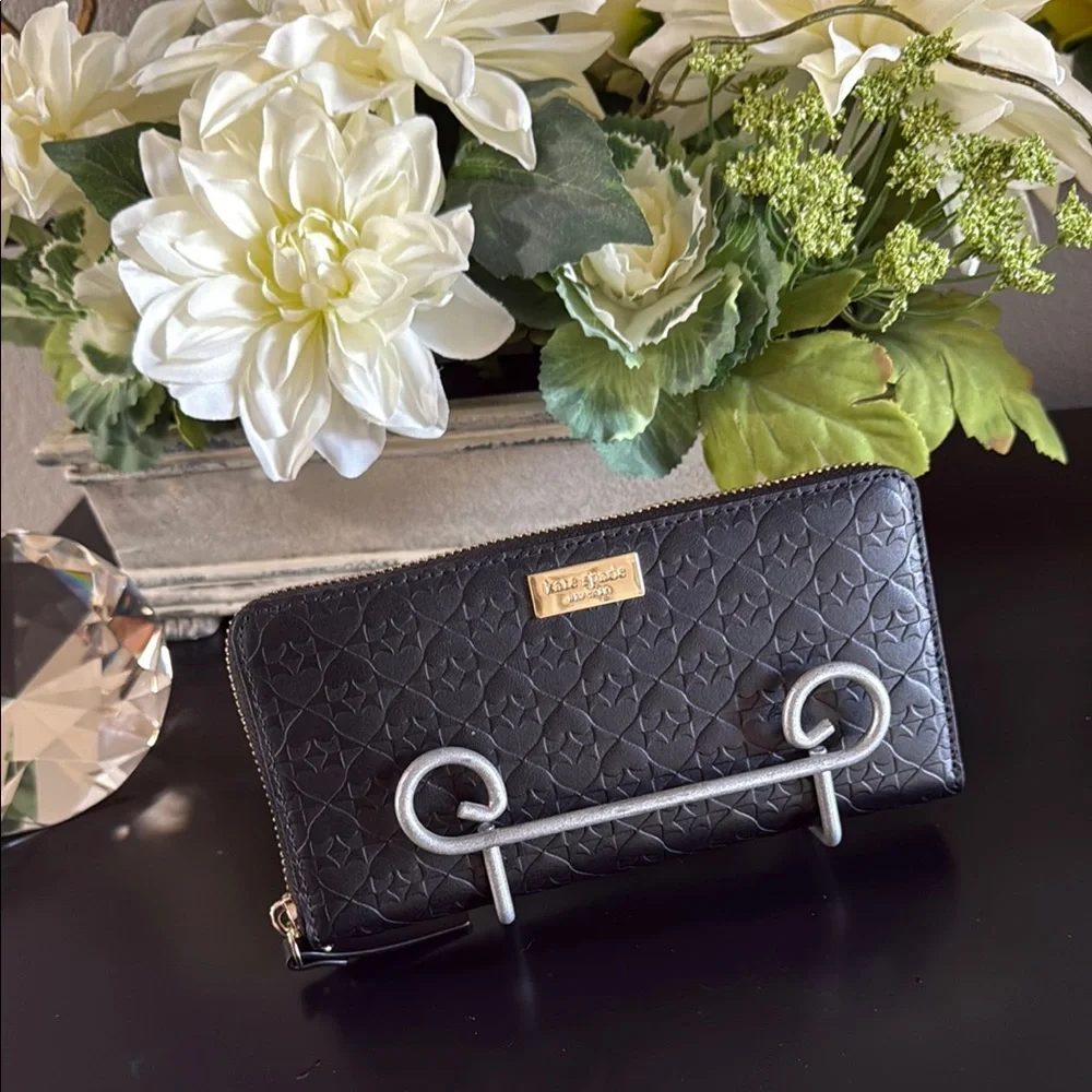 Kate Spade Penn Place Black Leather Embossed Wallet
